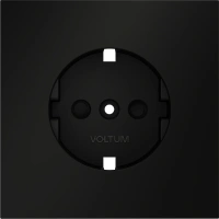Накладка для розетки с заземлением и защитными шторками Voltum S70 черный Soft touch пластик (VLS000708)