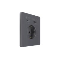 Розетка С/У с ЗК и зар.устр.USB А+С 20Вт (250В, 16А, защ.шт.), Вулканический пепел Systeme Electric Infinity (FSE000732)