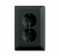 Розетка 220v с/з двойная chateau черная ABB Basic 55 2CKA002014A1477