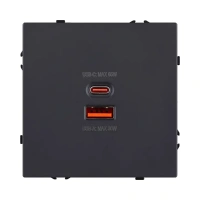 Розетка USB A+C 65W, черный бархат Brionilux серия Z (ZG024BK)