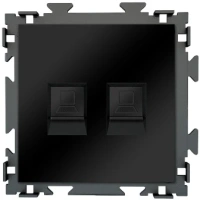 Розетка интернет двойная RJ45*2 CGSS цв. Черный PL-W201C2-BCM