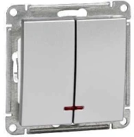Выключатель 2-клавишный с подсветкой Systeme Electric (Schneider Electric) W59, матовый хром VS510-251-5-86