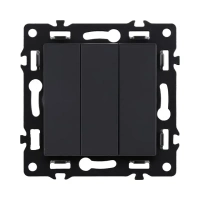 Трехклавишный выключатель 10А/250В Черный Brionilux серия бархат G (GP710BK)
