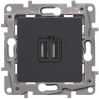 Зарядное устройство USB 2400mA антрацит Etika 672694