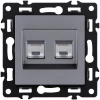 Розетка двойная Ethernet RJ45 Cat.6, серый Kollinger Asthetik AS-018GY