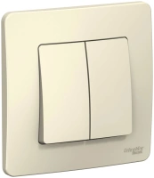 Двухклавишный переключатель (cх.6+6) скрытой установки 10А 250В Systeme Electric Blanca BLNVS106602, Молочный