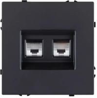 Розетка двойная Ethernet RJ45 Cat.6, черный бархат Brionilux серия Z (ZG018BK)