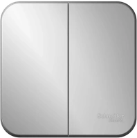 Двухклавишный выключатель с изолирующей пластиной 10А 250В Systeme Electric Blanca BLNVA105013, Алюминий