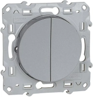 Выключатель двухклавишный 10 AX Odace Schneider Electric алюминий S53R211