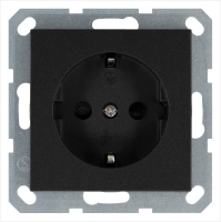 Розетка SCHUKO© с крышкой и защитными шторками 16A 250V~ 2P+T, цвет Антрацит Jasmart G5505B