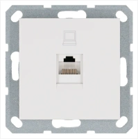Интернет-розетка RJ45 с накладкой, цвет белый глянцевый Jasmart G6105W
