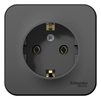 Розетка с заземляющим контактом без шторок с изолирующей пластиной 16A 250В Systeme Electric Blanca BLNRA010116, антрацит