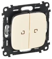 Выключатель 2 клавишный с подсветкой 10А 250В безвинтовые зажимы Legrand Valena Allure 752005+67684x2+755226
