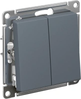 Выключатель 2-клавишный Systeme Electric AtlasDesign, сх.6+6, 10АХ, мех., быстрозажим. клем., ГРИФЕЛЬ ATN000765S