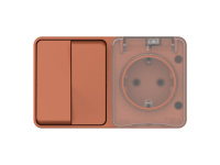 Блок розетки с выключателем Systeme Electric AtlasDesign PROFI IP54 О/У с заземл. со шт., 16А, 2-клав., 10АХ, ТЕРРАКОТОВЫЙ ATN547074