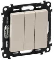 Выключатель 3 клавишный 10АХ 250В винтовые зажимы Legrand Valena Life 752003+755031