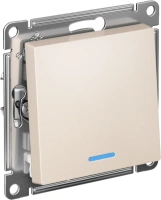 Выключатель 1-клавишный Systeme Electric AtlasDesign с подсветкой, сх.6а, 10АХ, мех., быстрозажим. клем., БЕЖЕВЫЙ ATN000263S