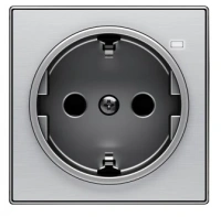 Розетка + подс. контрольной нержавеющая сталь ABB Sky Niessen 2CLA818880A1001|2CLA858880A1401