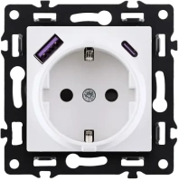 Розетка штепсельная 16A/250 В с USB A+C 20W, белый бархат Brionilux серия G Plast (GP016WH)