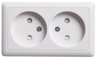 Розетка двойная без заземления со шторками 16А Systeme Electric Hit, БЕЛЫЙ RA16-233I-B