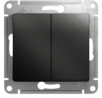 Выключатель 2-клавишный схема 5 10 AX Systeme Electric Glossa, антрацит GSL000751
