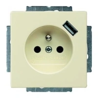 Розетка 220v с usb 1 портом бежевая ABB Basic 55 2CKA002011A6192