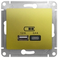 Розетка USB A+С 5В/2,4 А 2х5В/1,2А механизм Systeme Electric Glossa, фисташковый GSL001039