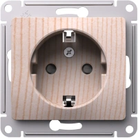 Розетка Systeme Electric Glossa с заземлением со шторками, 16А, механизм, СОСНА GSL001545