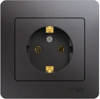 Розетка Systeme Electric Glossa с заземлением без шторок, 16А, в сборе, ГРАФИТ GSL001342