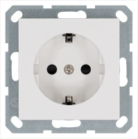 Розетка SCHUKO© с защитными шторками 16A 250V~ 2P+T, цвет белый глянцевый Jasmart G5501W