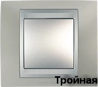 Рамка 3-пост горизонт. металл Никель Schneider Unica MGU66.006.039