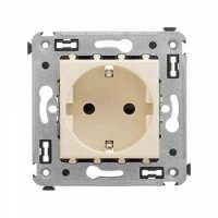 Розетка 220v c/з и шторками ванильная дымка DKC Avanti 4405003