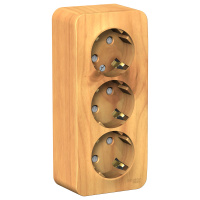 Розетка тройная с заземляющим контактом и шторками с изолирующей пластиной 16A 250В Systeme Electric Blanca BLNRA011315, Ясень