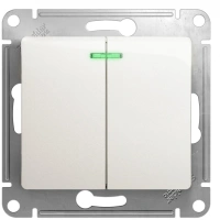 Выключатель 2-клавишный с подсветкой схема 5а 10AX Systeme Electric Glossa, перламутр GSL000653