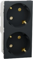 Розетка двойная со шторками и с заземлением Unica Modular Schneider Electric NU306754A антрацит