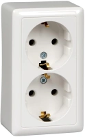 Розетка двойная с заземлением 16А Systeme Electric Hit, БЕЛЫЙ RA16-238-B