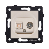 Розетка двойная TV (мама) + RJ45 Cat.5, золотой Kollinger REA-012GD для Aspekt, Eleganz, Reflex