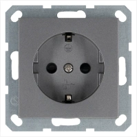 Розетка SCHUKO© с защитными шторками 16A 250V~ 2P+T, цвет Алюминий Jasmart G5501S