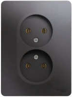 Розетка двойная Systeme Electric Glossa без заземления, 16А, в сборе, ГРАФИТ GSL001320