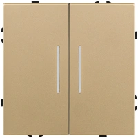 Выключатель 2-клавишный 10А/250В с LED подсветкой, золотой Kollinger Eclipse EC-010GD