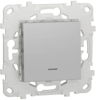 Выключатель 1-клавишный с подсветкой схема 1а Unica NEW Schneider Electric алюминий NU520130N