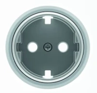 Розетка 220v c/з и шторками хром металл ABB Sky Moon 2CLA818890A1001|2CLA868890A1401