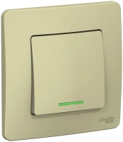 Одноклавишный переключатель скрытой установки с подсветкой 10А 250В (cх.6) Systeme Electric Blanca BLNVS010617, Бежевый