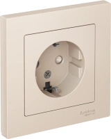 Розетка Systeme Electric AtlasDesign с заземлением со шторками, 16А, в сборе, БЕЖЕВЫЙ ATN000244