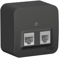 Розетка двойная компьютерная + телефонная с изолирующей пластиной Systeme Electric Blanca BLNIA045116, Антрацит