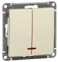 Выключатель 2-клавишный с подсветкой Systeme Electric W59, слоновая кость VS510-251-2-86