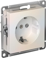 Розетка Systeme Electric AtlasDesign с заземлением без шторок, 16А, мех., быстрозажим. клем., ЖЕМЧУГ ATN000443S
