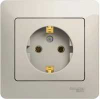 Розетка Systeme Electric Glossa с заземлением без шторок, 16А, в сборе, МОЛОЧНЫЙ GSL000942
