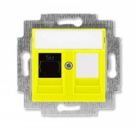 Интернет розетка rj45 5 категория ABB Levit жёлтый - дымчатый чёрный 2CHH295117A6064