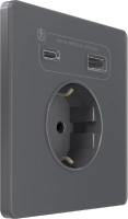 Розетка С/У с ЗК и зар.устр.USB А+С 20Вт (250В, 16А, защ.шт.), Вулканический пепел Systeme Electric Infinity (FSE000732)